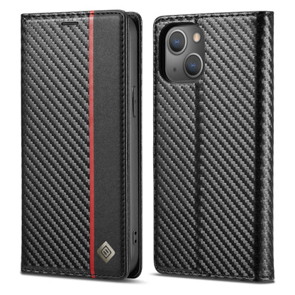 For iPhone 14 LC.IMEEKE Carbon Fiber PU + TPU Leather Case (Vertical Black) by LC.IMEEKE