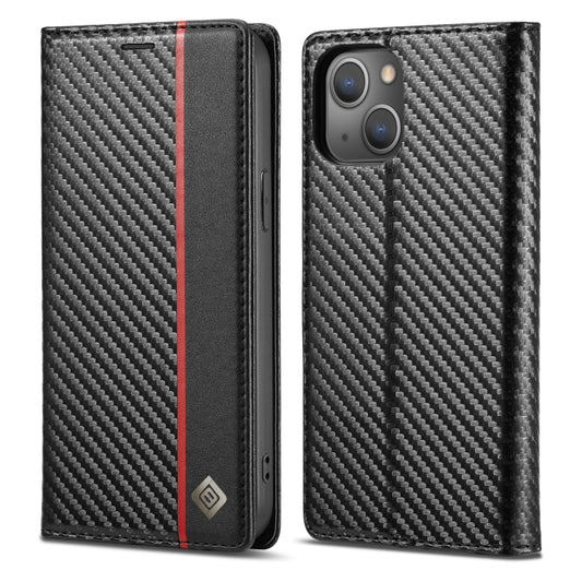 For iPhone 14 LC.IMEEKE Carbon Fiber PU + TPU Leather Case (Vertical Black) by LC.IMEEKE
