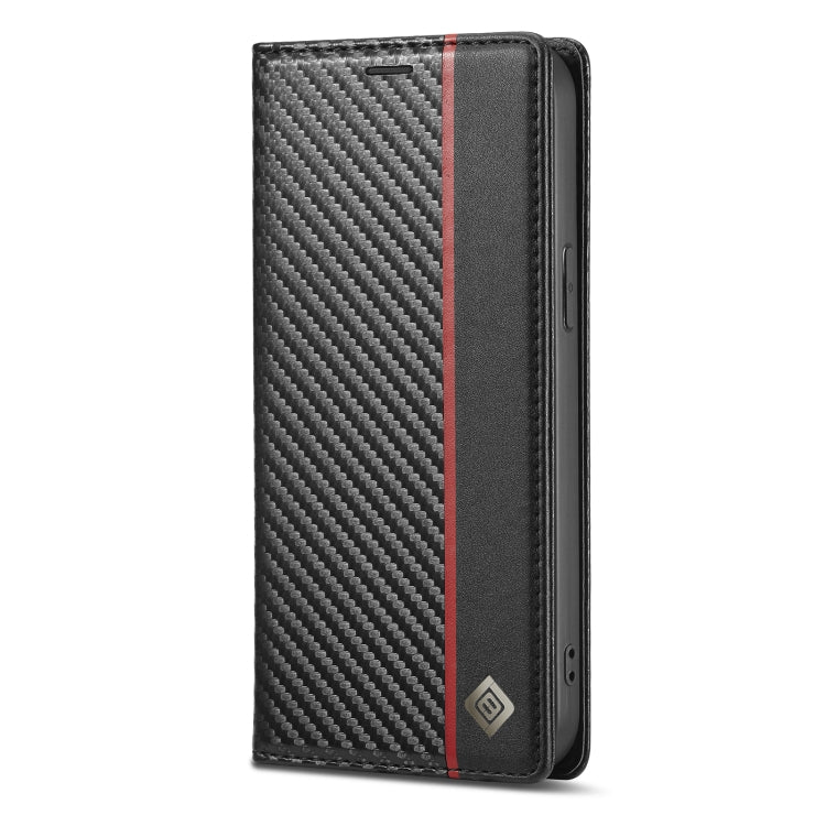For iPhone 14 LC.IMEEKE Carbon Fiber PU + TPU Leather Case (Vertical Black) by LC.IMEEKE