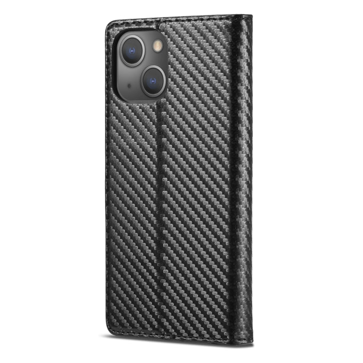For iPhone 14 LC.IMEEKE Carbon Fiber PU + TPU Leather Case (Vertical Black) by LC.IMEEKE