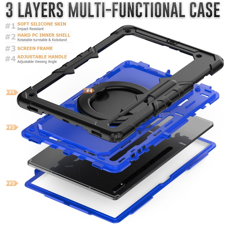 For Samsung Galaxy Tab S8 Ultra Bracelet Holder Silicone + PC Tablet Case(Dark Blue) by bashfashion