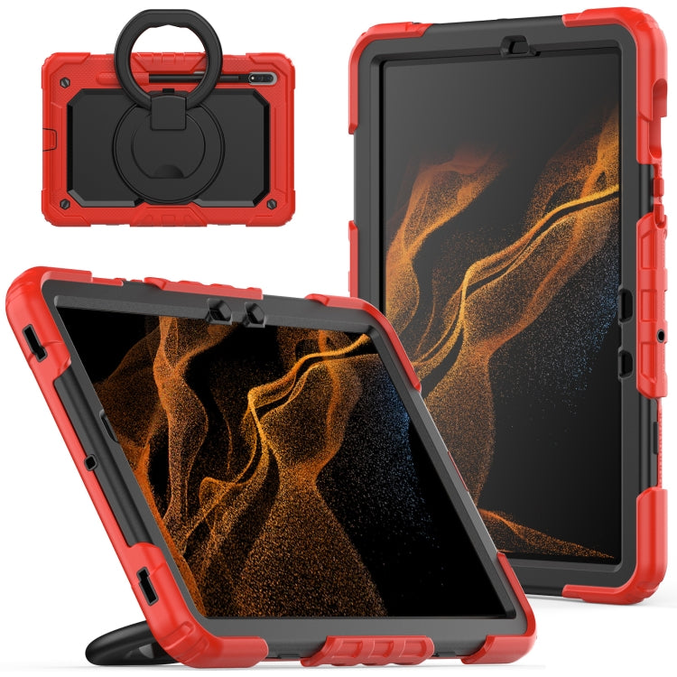 For Samsung Galaxy Tab S8 / S7 Bracelet Holder Silicone + PC Tablet Case(Red) by bashfashion