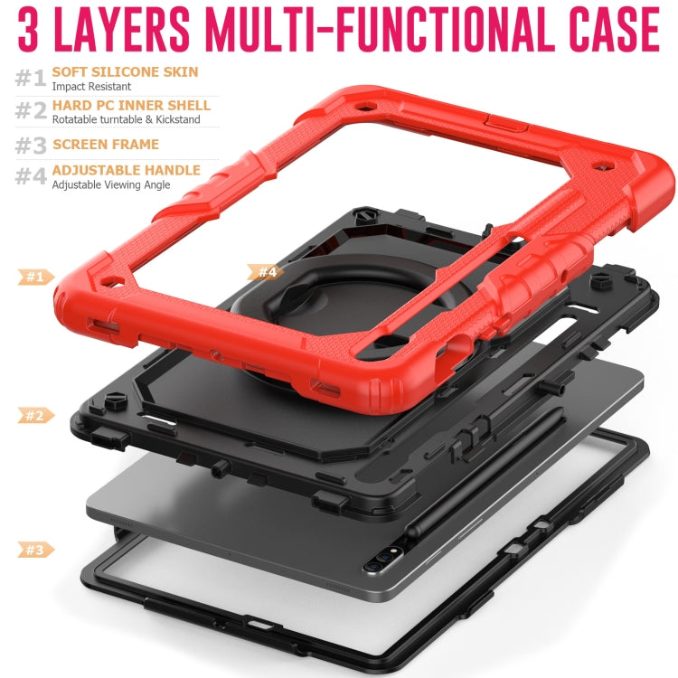 For Samsung Galaxy Tab S8 / S7 Bracelet Holder Silicone + PC Tablet Case(Red) by bashfashion