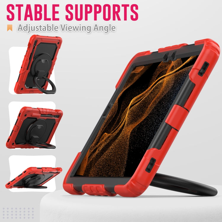 For Samsung Galaxy Tab S8 / S7 Bracelet Holder Silicone + PC Tablet Case(Red) by bashfashion