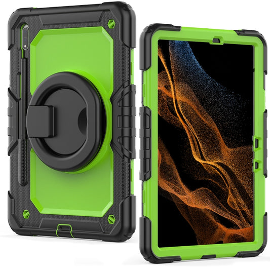 For Samsung Galaxy Tab S8 / S7 Bracelet Holder Silicone + PC Tablet Case(Yellow Green) by bashfashion