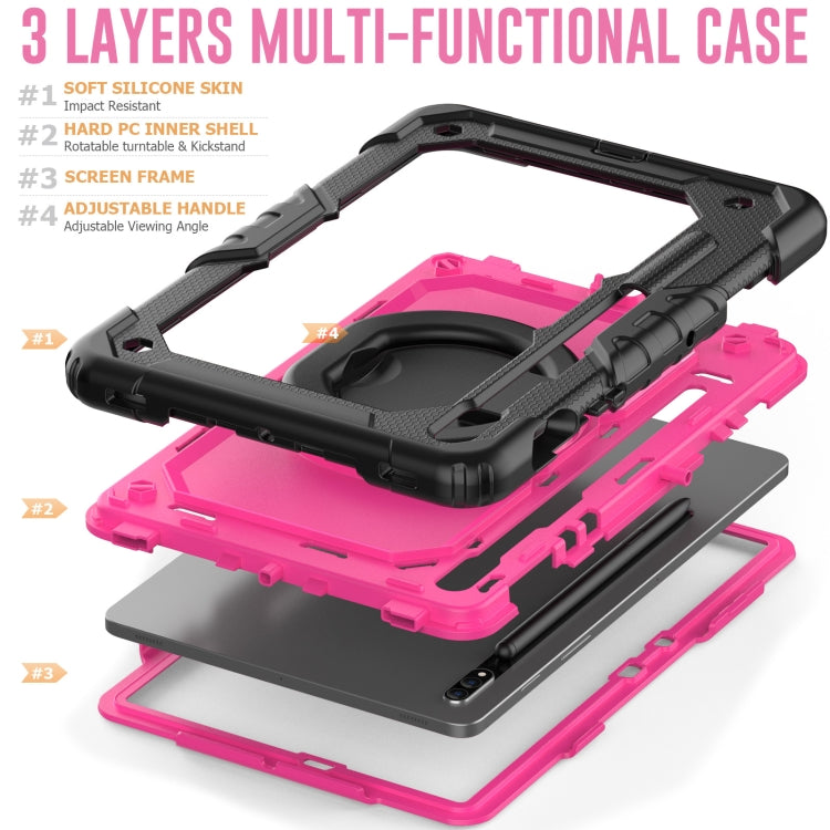 For Samsung Galaxy Tab S8 / S7 Bracelet Holder Silicone + PC Tablet Case(Rose Red) by bashfashion