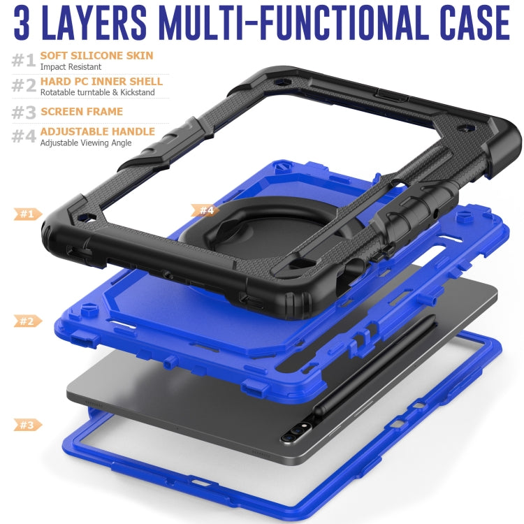 For Samsung Galaxy Tab S8 / S7 Bracelet Holder Silicone + PC Tablet Case(Dark Blue) by bashfashion