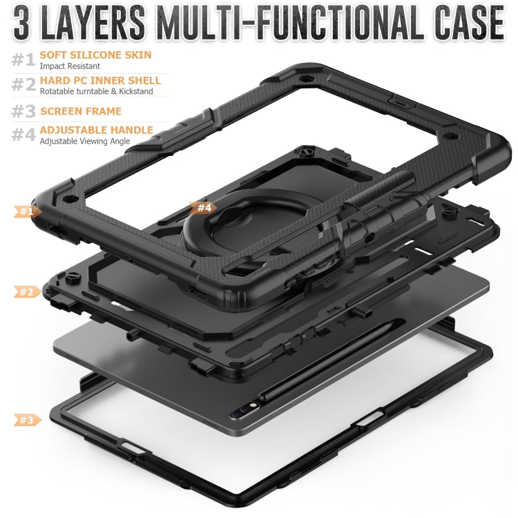 For Samsung Galaxy Tab S8+ / S7+ Bracelet Holder Silicone + PC Tablet Case(Black) by bashfashion