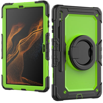 For Samsung Galaxy Tab S8+ / S7+ Bracelet Holder Silicone + PC Tablet Case(Yellow Green) by bashfashion