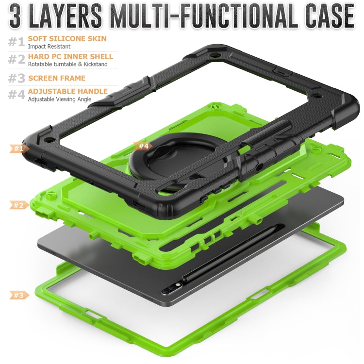 For Samsung Galaxy Tab S8+ / S7+ Bracelet Holder Silicone + PC Tablet Case(Yellow Green) by bashfashion