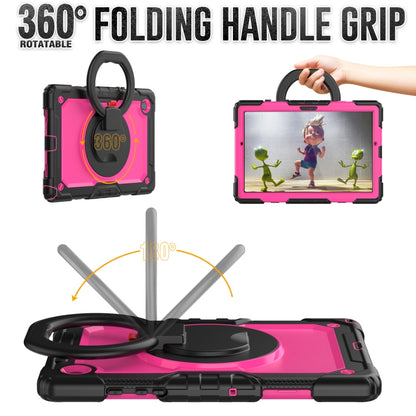 For Samsung Galaxy Galaxy Tab A8 Bracelet Holder Silicone + PC Tablet Case(Rose Red) by bashfashion