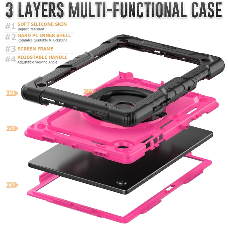 For Samsung Galaxy Galaxy Tab A8 Bracelet Holder Silicone + PC Tablet Case(Rose Red) by bashfashion