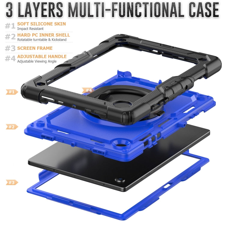 For Samsung Galaxy Galaxy Tab A8 Bracelet Holder Silicone + PC Tablet Case(Dark Blue) by bashfashion