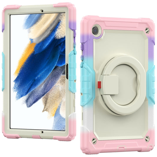 For Samsung Galaxy Galaxy Tab A8 Bracelet Holder Silicone + PC Tablet Case(Colorful Pink) by bashfashion