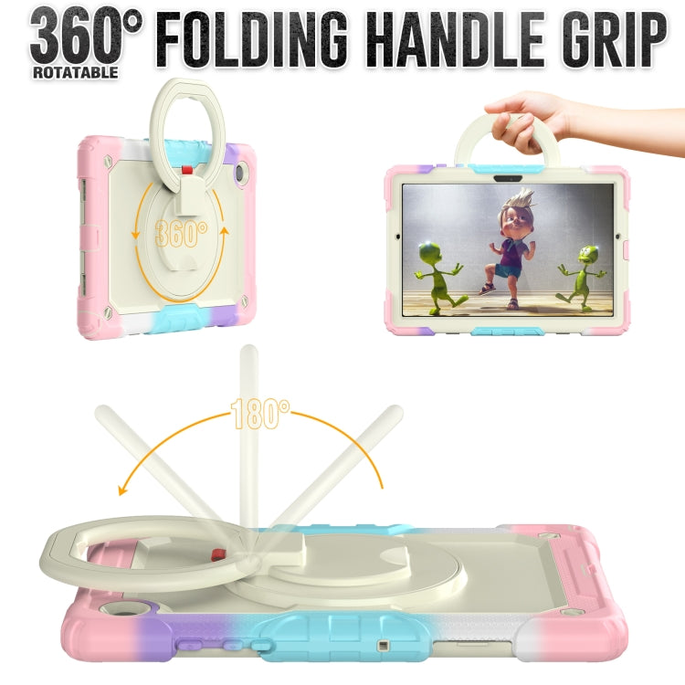 For Samsung Galaxy Galaxy Tab A8 Bracelet Holder Silicone + PC Tablet Case(Colorful Pink) by bashfashion