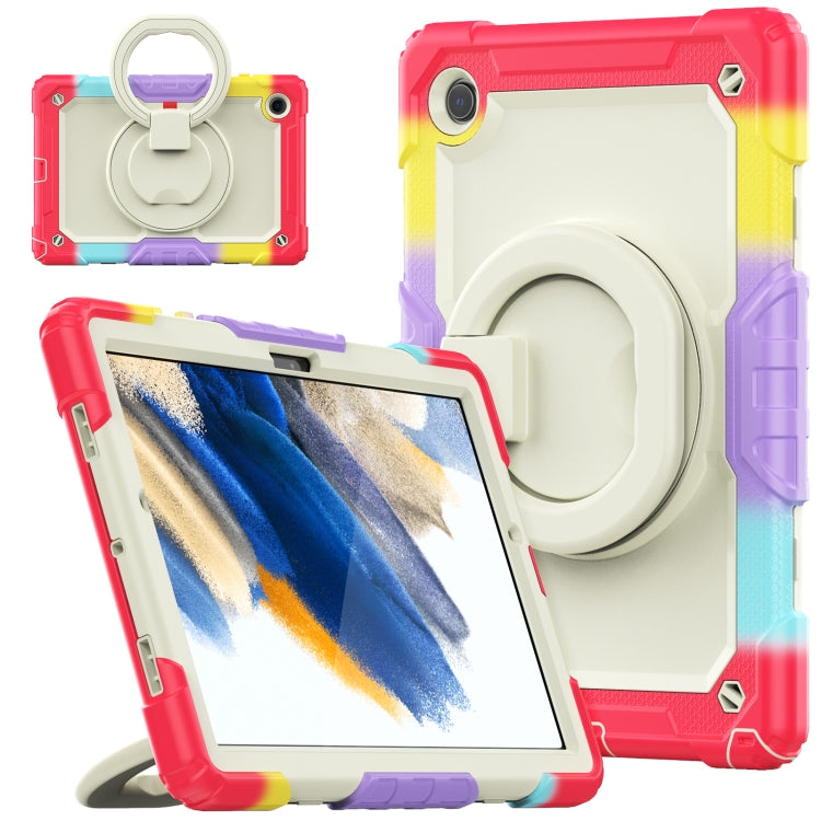 For Samsung Galaxy Galaxy Tab A8 Bracelet Holder Silicone + PC Tablet Case(Colorful Red) by bashfashion