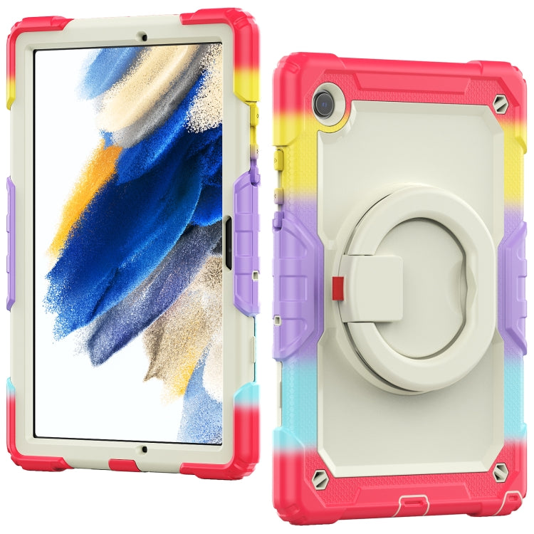 For Samsung Galaxy Galaxy Tab A8 Bracelet Holder Silicone + PC Tablet Case(Colorful Red) by bashfashion