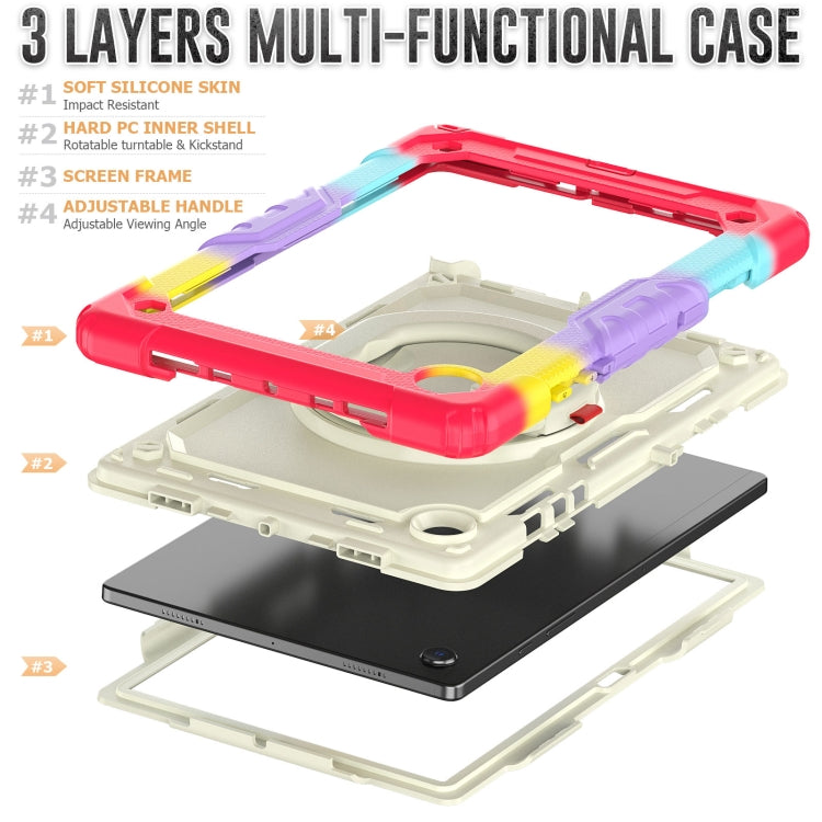 For Samsung Galaxy Galaxy Tab A8 Bracelet Holder Silicone + PC Tablet Case(Colorful Red) by bashfashion