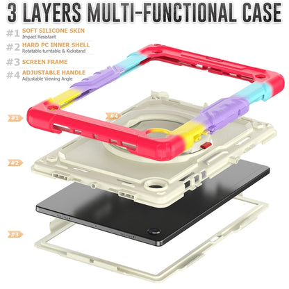 For Samsung Galaxy Galaxy Tab A8 Bracelet Holder Silicone + PC Tablet Case(Colorful Red) by bashfashion