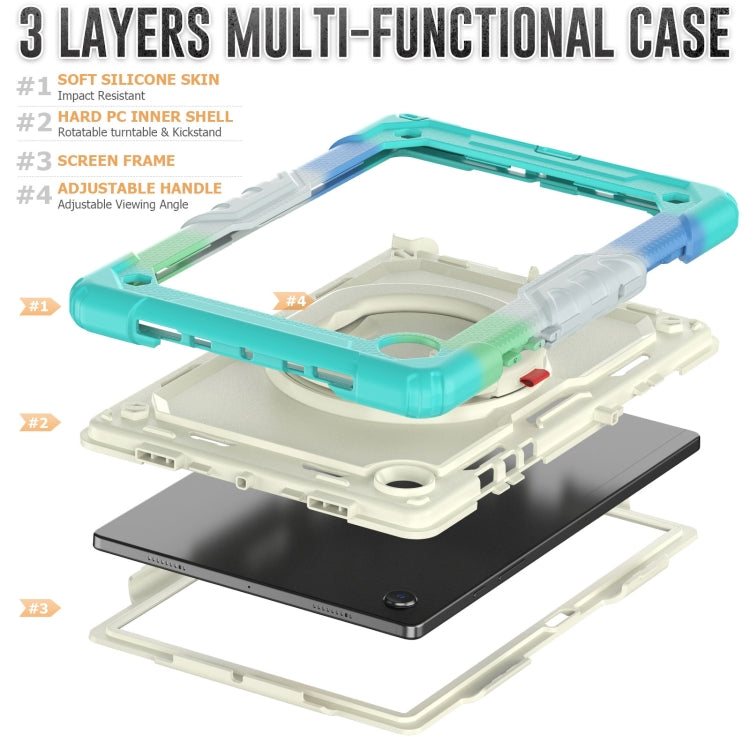 For Samsung Galaxy Galaxy Tab A8 Bracelet Holder Silicone + PC Tablet Case(Colorful Blue) by bashfashion