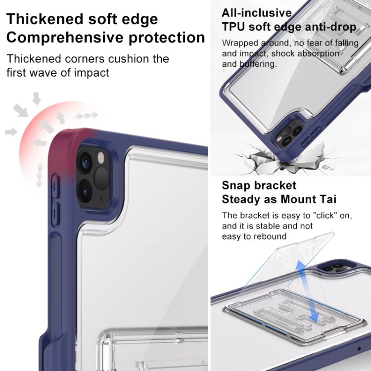 Mutural Transparent Holder Tablet Case For iPad 10.2 2021 / 2020 / 2019 / 10.5(Blue) by Mutural