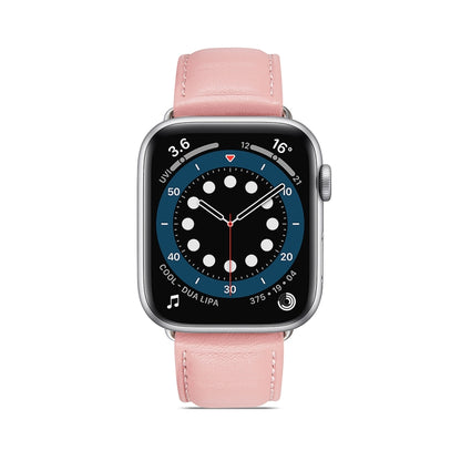 Genuine Leather Watch Band For Apple Watch Ultra 49mm&Watch Ultra 2 49mm / Series 9&8&7 45mm / SE 3&SE 2&6&SE&5&4 44mm / 3&2&1 42mm(Pink) by bashfashion