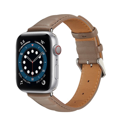 Genuine Leather Watch Band For Apple Watch Ultra 49mm&Watch Ultra 2 49mm / Series 9&8&7 45mm / SE 3&SE 2&6&SE&5&4 44mm / 3&2&1 42mm(Grey) by bashfashion