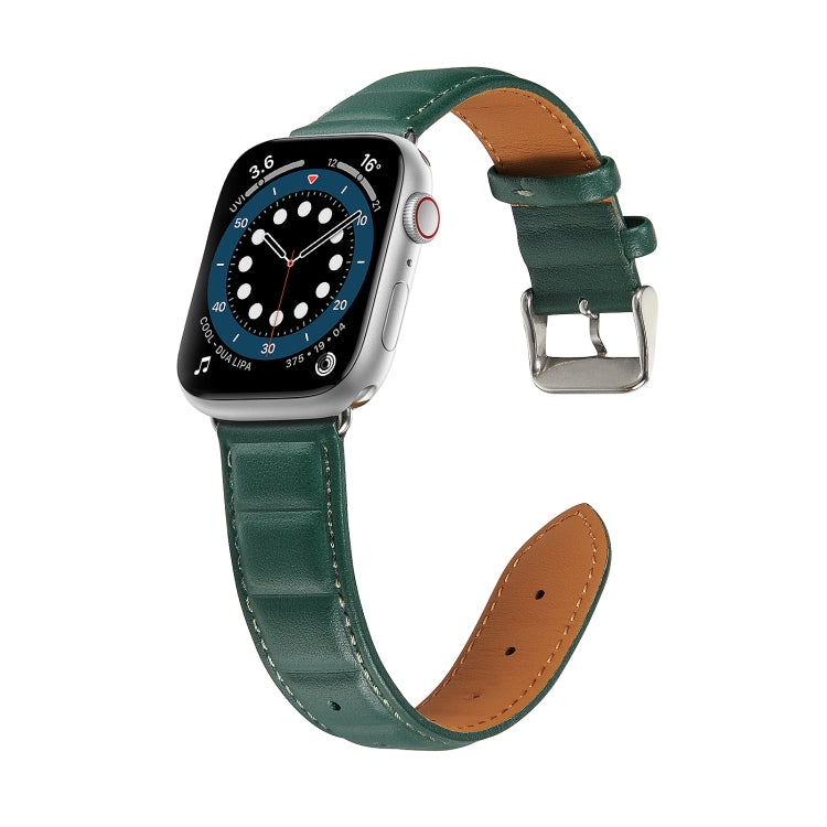 Genuine Leather Watch Band For Apple Watch Series 9&8&7 41mm / SE 3&SE 2&6&SE&5&4 40mm / 3&2&1 38mm(Green) by bashfashion