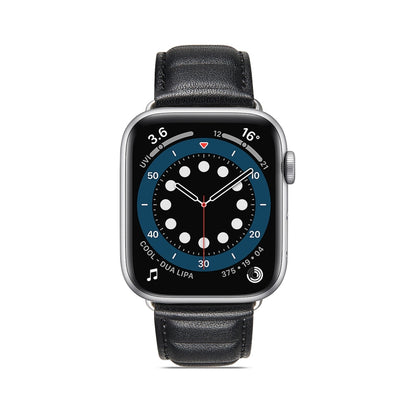 Genuine Leather Watch Band For Apple Watch Series 9&8&7 41mm / SE 3&SE 2&6&SE&5&4 40mm / 3&2&1 38mm(Black) by bashfashion