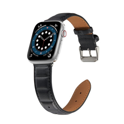 Genuine Leather Watch Band For Apple Watch Series 9&8&7 41mm / SE 3&SE 2&6&SE&5&4 40mm / 3&2&1 38mm(Black) by bashfashion