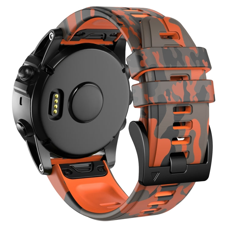 For Garmin Fenix 7 Camouflage Silicone Watch Band(Orange) by bashfashion