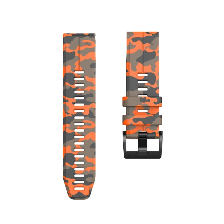 For Garmin Fenix 7 Camouflage Silicone Watch Band(Orange) by bashfashion