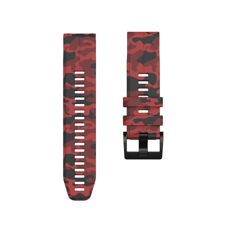 For Garmin Fenix 7 Camouflage Silicone Watch Band(Red) by bashfashion