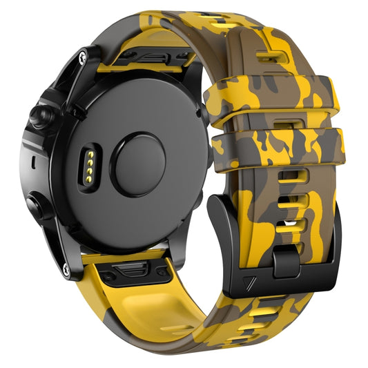 For Garmin Fenix 7 Camouflage Silicone Watch Band(Yellow) by bashfashion
