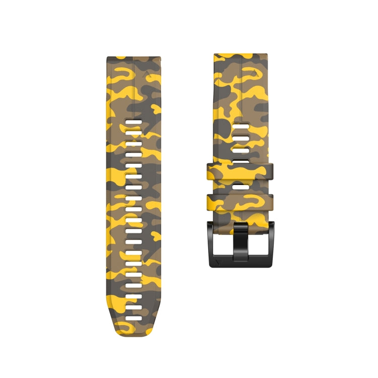 For Garmin Fenix 7 Camouflage Silicone Watch Band(Yellow) by bashfashion