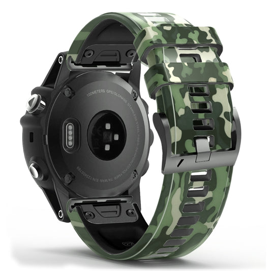 For Garmin Fenix 7 Camouflage Silicone Watch Band(Green) by bashfashion