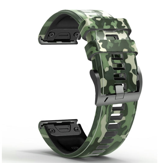 For Garmin Fenix 7 Camouflage Silicone Watch Band(Green) by bashfashion