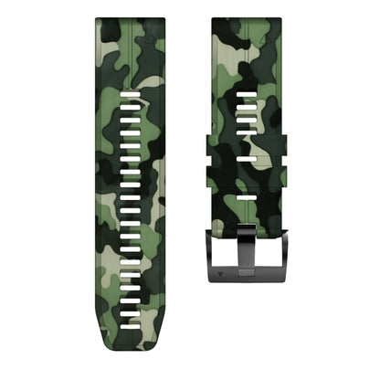For Garmin Fenix 7 Camouflage Silicone Watch Band(Green) by bashfashion