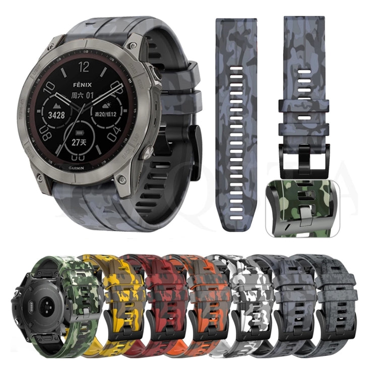 For Garmin Fenix 7 Camouflage Silicone Watch Band(Green) by bashfashion