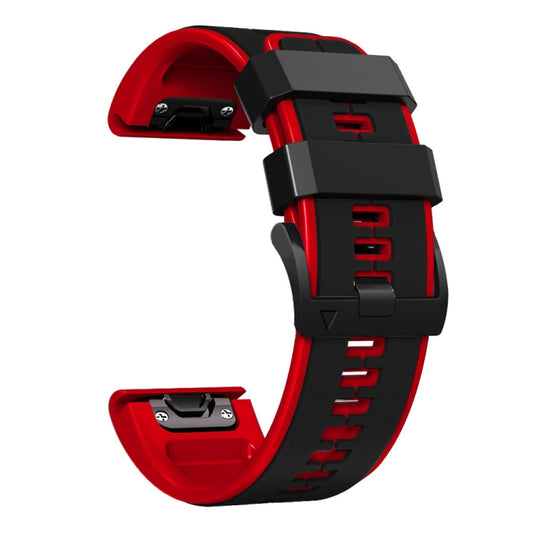 For Garmin Fenix 7 Vertical Stripes Two-color Silicone Watch Band(Black Red) by bashfashion