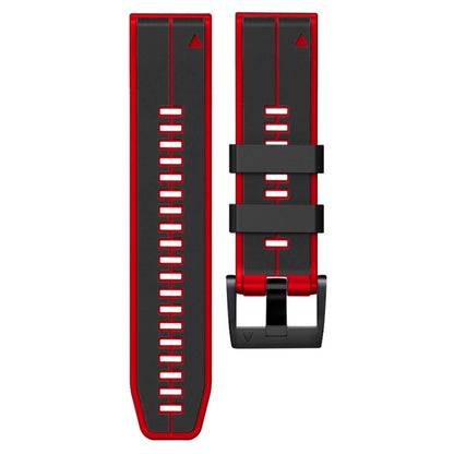 For Garmin Fenix 7 Vertical Stripes Two-color Silicone Watch Band(Black Red) by bashfashion