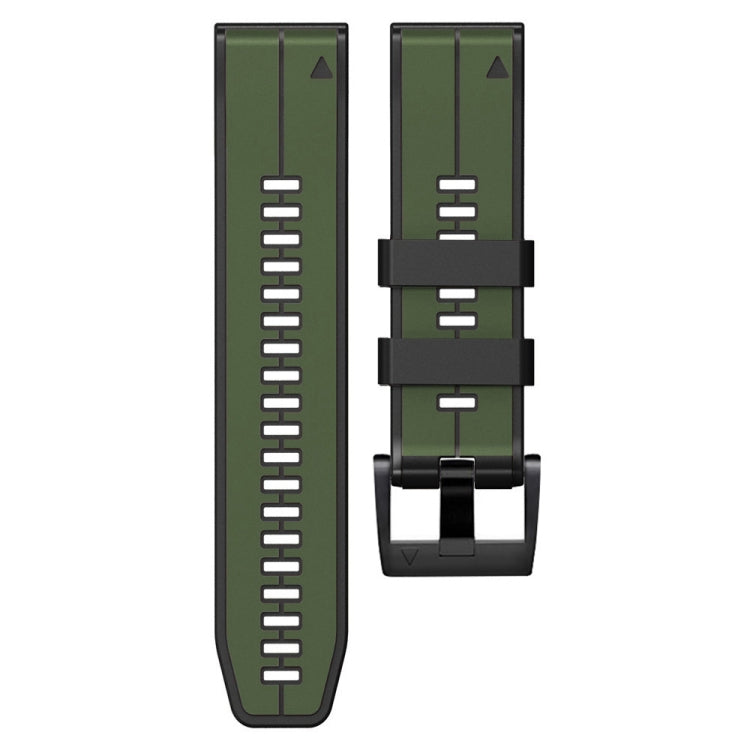 For Garmin Fenix 7 Vertical Stripes Two-color Silicone Watch Band(Army Green Black) by bashfashion