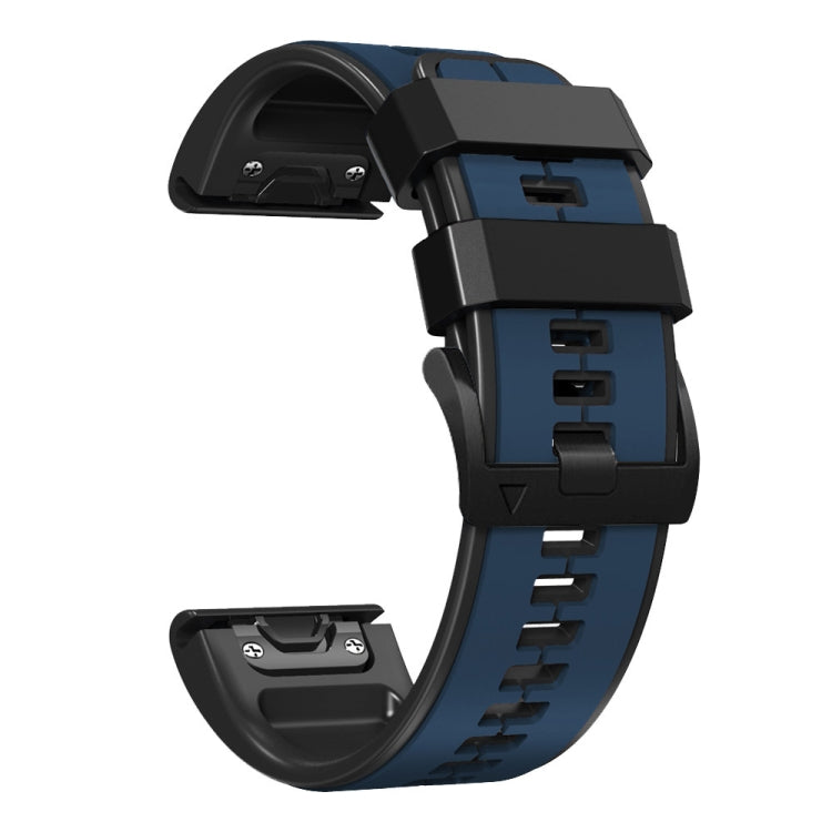 For Garmin Fenix 7 Vertical Stripes Two-color Silicone Watch Band(Dark Blue Black) by bashfashion
