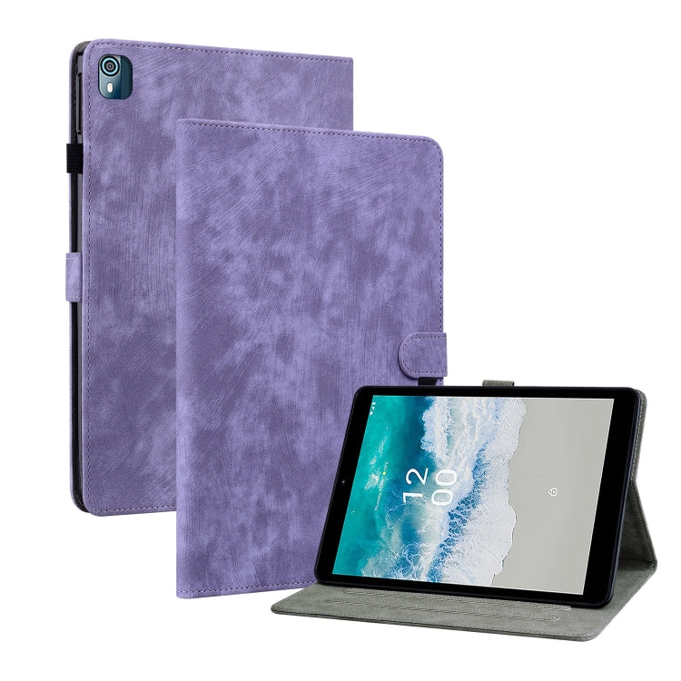 For Nokia T10 Tiger Pattern PU Tablet Case(Purple) by bashfashion