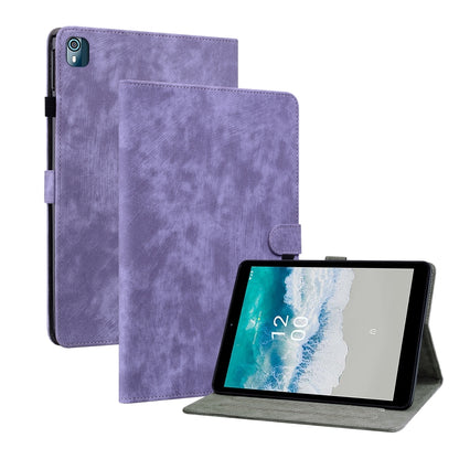 For Nokia T10 Tiger Pattern PU Tablet Case(Purple) by bashfashion