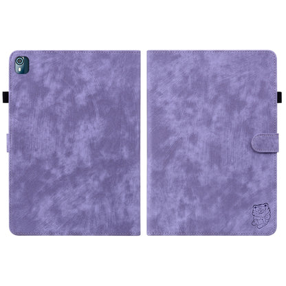 For Nokia T10 Tiger Pattern PU Tablet Case(Purple) by bashfashion