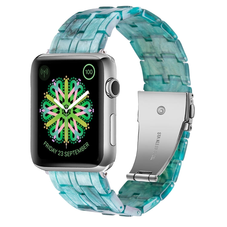 Five-bead Resin Watch Band For Apple Watch Ultra 49mm&Watch Ultra 2 49mm / Series 9&8&7 45mm / SE 3&SE 2&6&SE&5&4 44mm / 3&2&1 42mm(Milky Way Green) by bashfashion