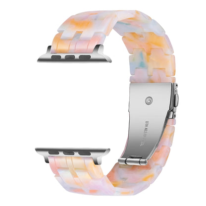 Five-bead Resin Watch Band For Apple Watch Series 9&8&7 41mm / SE 3&SE 2&6&SE&5&4 40mm / 3&2&1 38mm(Color Pink) by bashfashion