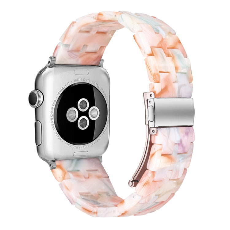 Five-bead Resin Watch Band For Apple Watch Series 9&8&7 41mm / SE 3&SE 2&6&SE&5&4 40mm / 3&2&1 38mm(Color Pink) by bashfashion