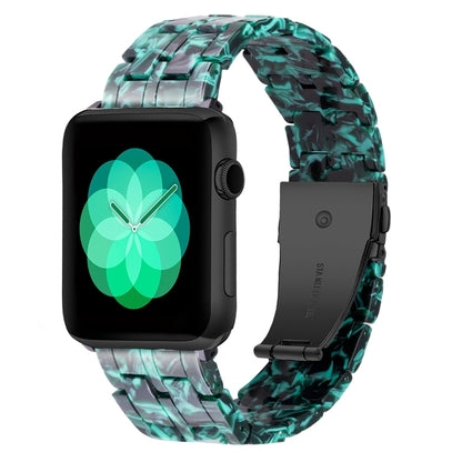Five-bead Resin Watch Band For Apple Watch Series 9&8&7 41mm / SE 3&SE 2&6&SE&5&4 40mm / 3&2&1 38mm(Claw Green) by bashfashion